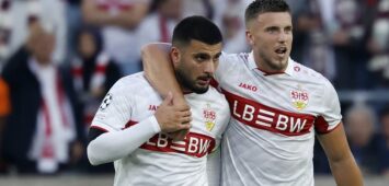 v.l.n.r.: Deniz Undav VfB Stuttgart und Ermedin Demirovic VfB Stuttgart Jubel nach dem Tor zum 3:1, jubelnd, bejubelt, jubelt, jubeln, Cheers after the goal, cheering, celebrated, cheers, cheering, emotions im UEFA-Champions-League-Spiel zwischen dem VfB Stuttgart und Viking FK in der MHP Arena, Stuttgart, Deutschland, am 9. September 2026.d in action during the UEFA Champions League match between VfB Stuttgart and Viking FK at the MHP Arena, Stuttgart, Germany, on September 9, 2026. *** From left to right: Deniz Undav VfB Stuttgart and Ermedin Demirovic VfB Stuttgart celebrating after the goal that made it 31 cheering, celebrated, cheers, cheering, Cheers after the goal, cheering, celebrated, cheers, cheering, emotions during the UEFA Champions League match between VfB Stuttgart and Viking FK at the MHP Arena, Stuttgart, Germany, on September 9, 2026, in action during the UEFA Champions League match between VfB Stuttgart and Viking FK at the MHP Arena, Stuttgart, Germany, on September 9, 2026 Copyright: HMBxMedia/xHeikoxBecker