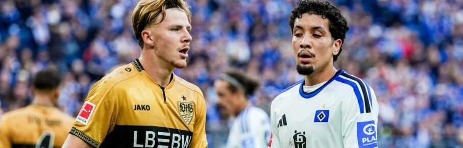 Bilal Nadir vom HSV und Finn Jeltsch vom VfB Stuttgart