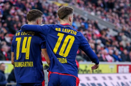 Christoph Baumgartner und Brajan Gruda von RB Leipzig