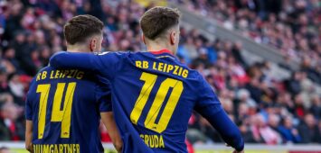 Christoph Baumgartner und Brajan Gruda von RB Leipzig
