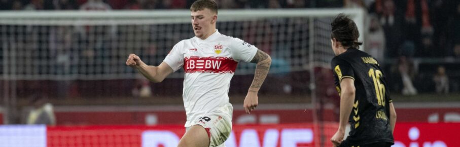 Finn Jeltsch vom VfB Stuttgart und Jakub Kaminski vom 1. FC Köln