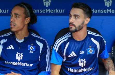 Yussuf Poulsen und Fabio Vieira vom HSV