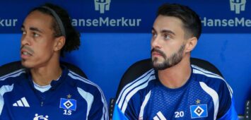 Yussuf Poulsen und Fabio Vieira vom HSV